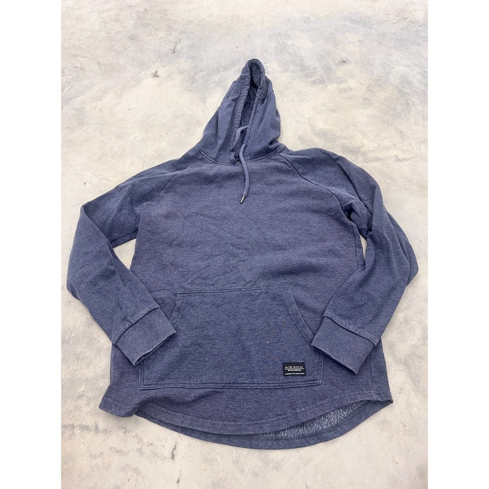 Silver Jeans Co. Hoodie Mens S Heather Blue Raglan Sleeve Kangaroo Pocket Active